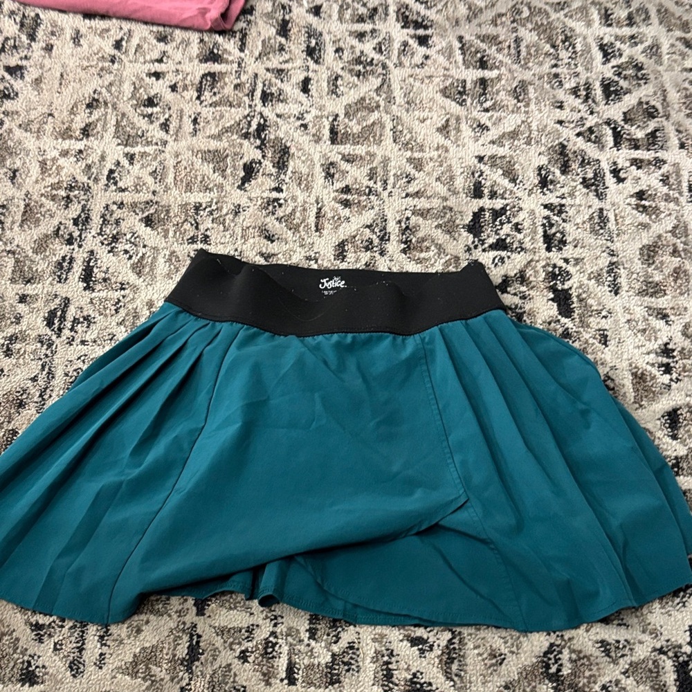 Jolie Turquoise Skater Skirt with Black Band